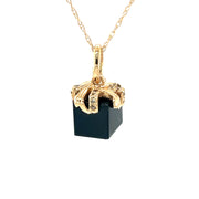 14kt yellow gold, set with 16 Champagne diamonds (approx .11 cts) on a black spinel cube. 