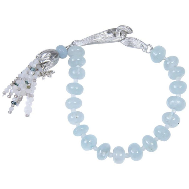 Beaded Memory Wire Bracelet featuring Tropical Denim Blue and