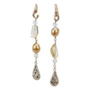 14kt yellow gold.  Gems: citrine and golden freshwater pearls.  White Orchid Studio vanilla bean earrings.  Approximately 4” long.