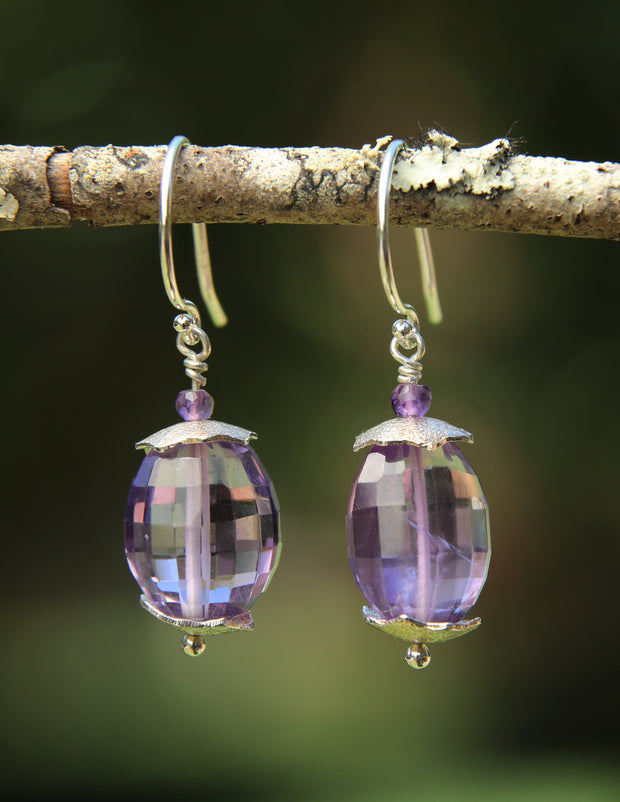 Drop Ear Wire: Amethyst and Sterling Silver