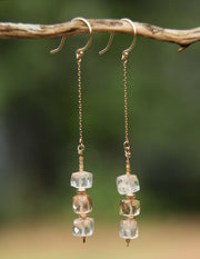 14kt yellow gold chain and ear wires.  Gems: precious topaz and Champagne zircon.  Approximate length 3."  