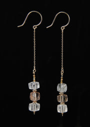 14kt yellow gold chain and ear wires.  Gems: precious topaz and Champagne zircon.  Approximate length 3."  
