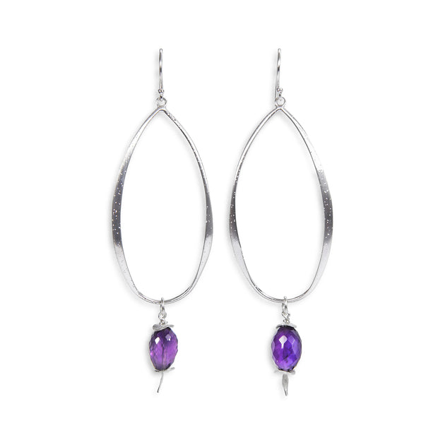 Dangle Ear Wires: Amethyst and Sterling Silver