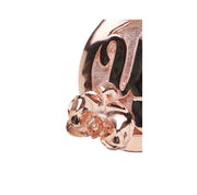 14kt rose gold charm. White Orchid Studio’s logo, embossed with a moth orchid. The dimensions are approximately 18.8 mm wide and 23.3 mm long.