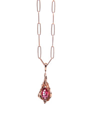 14kt rose gold charm embraces a faceted, marquis rose tourmaline (1.01 cts.).