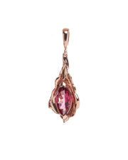 14kt rose gold charm embraces a faceted, marquis rose tourmaline (1.01 cts.).   